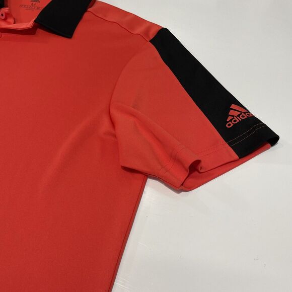 Adidas Men’s Athletic Polo Shirt Red Black Climalite Performance Stretch Golf M - Picture 3 of 7